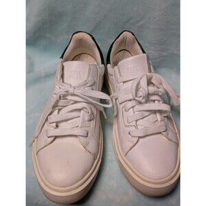 ZARA Basic White Sneakers EU 36 US 6 Green Heel Tab Leather Tennis Shoe